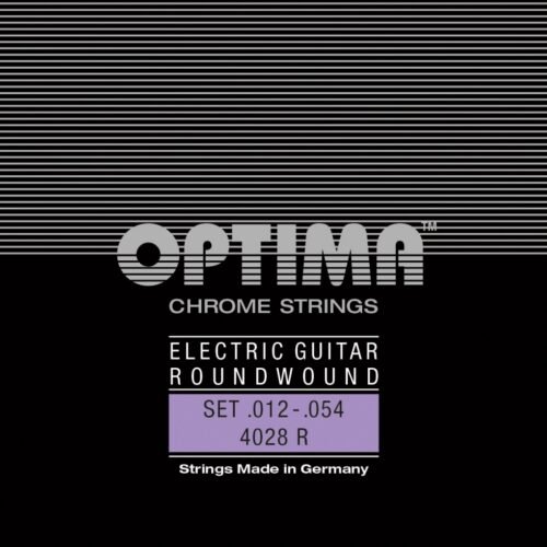 Cordes de guitare électrique Optima Chrome 12-54 – Qualité allemande pour un son puissant et précis.