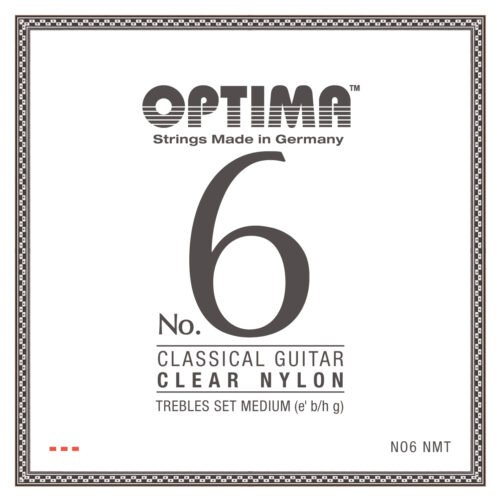 Optima No.6 high tension nylon strings – bright and stable trebles for classical guitar.